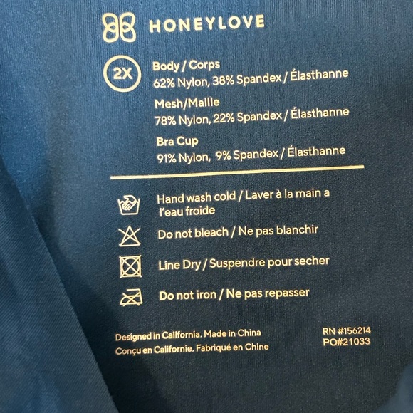 Honeylove Honey Love Shape Wear Tank Lift Compression Smoothing Teal NWT Size 2X - Picture 8 of 9